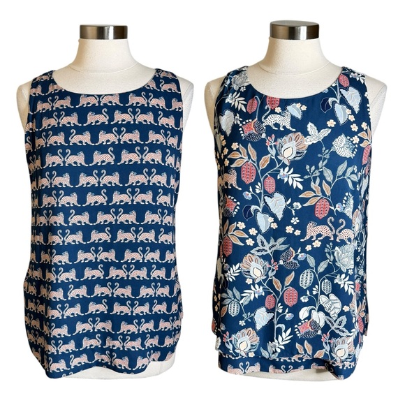 Chicos Reversible Floral Leopard Print Sleeveless Blouse Tank Top Women’s 1 8/10 - Picture 1 of 12